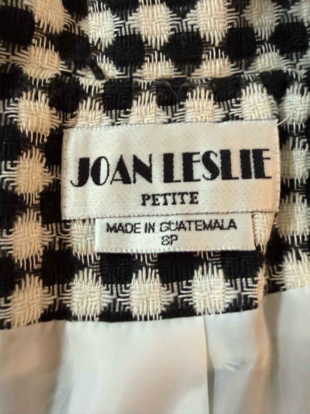 Vintage Joan Leslie Black & White Checked Short Sleeve Blazer - Women 8P - Picture 11 of 12